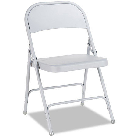 Alera Steel Folding Chair, 4/Carton, Light Gray