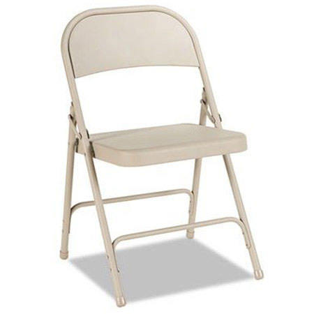 Alera Steel Folding Chair with Two-Brace Support, 4/Carton, Tan