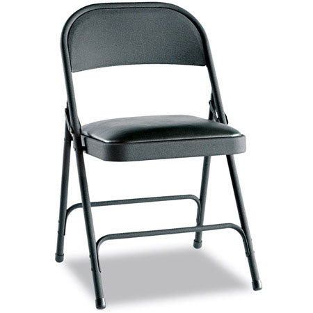 Alera Steel Folding Chair with Padded Seat, 4/Carton, Graphite