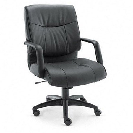 Alera Stratus Series Leather Mid-Back Swivel/Tilt Chair, Black