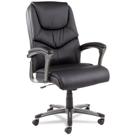 Alera Toliz Series No Tool Assembly High-Back Swivel/Tilt Chair, Black Leather