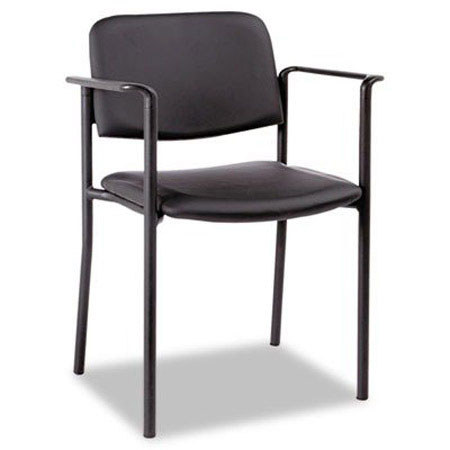 Alera Stacking Guest Chair, PVC-Free Faux Leather, Black