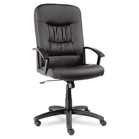 Alera York Series High-Back Swivel/Tilt Chair, Closed Loop Arms, Black Leather