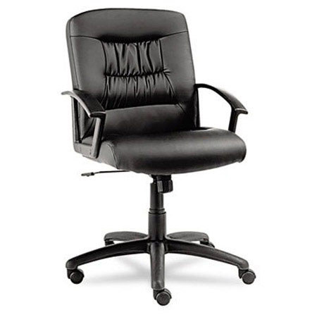 Alera York Series Mid-Back Swivel/Tilt Chair, Closed Loop Arms, Black Leather