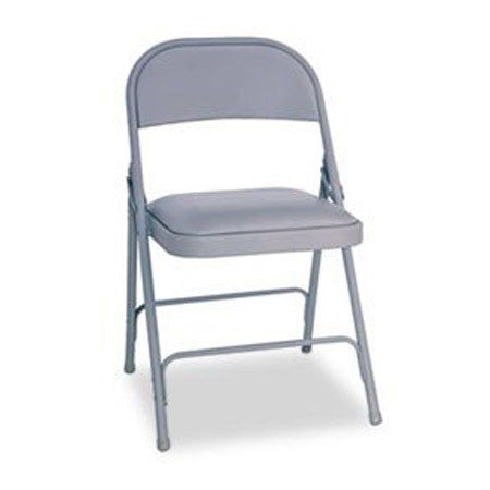Alera Steel Folding Chair with Padded Seat, 4/Carton, Gray