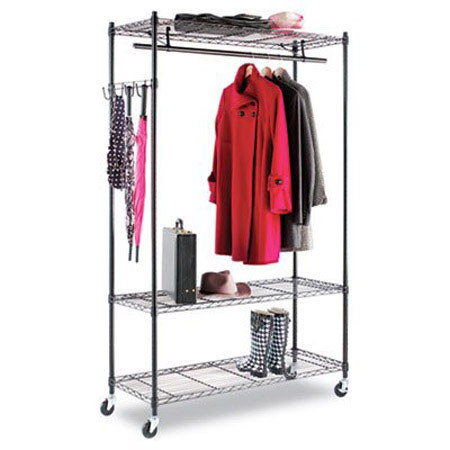 Alera Steel Wire Shelving Garment/Coat/Stand Alone Rack with Casters, Black