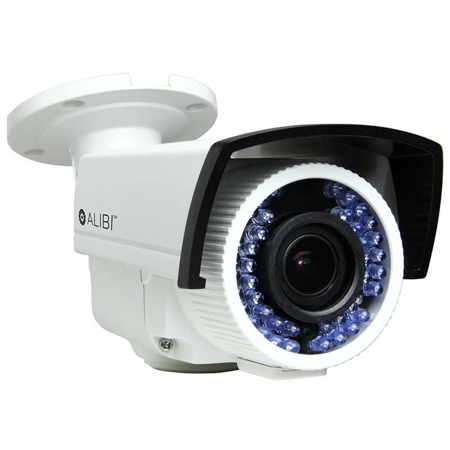 Alibi 1.3MP Day/Night Outdoor 720p HD-TVI Bullet Camera, 130' IR Distance, White