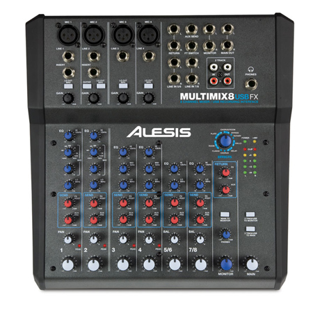 Alesis MultiMix 8 USB FX 8-Ch Mixer with Built-In Effects & USB Audio Interface