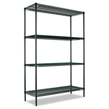 Alera All-Purpose 4-Shelf Wire Shelving Starter Kit - 48W x 72H x 24D, Green
