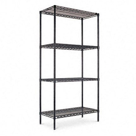 Alera Wire Shelving 4-Shelf Starter Kit - 36W x 72H x 18D, Black