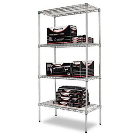Alera Wire Shelving 4-Shelf Starter Kit - 36W x 72H x 18D, Silver