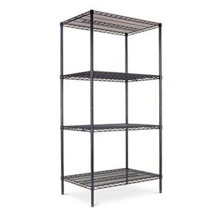 Alera Wire Shelving 4-Shelf Starter Kit - 36W x 72H x 24D, Black