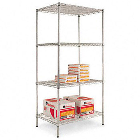 Alera Wire Shelving 4-Shelf Starter Kit - 36W x 72H x 24D, Silver