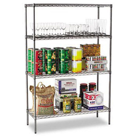 Alera Wire Shelving 4-Shelf Starter Kit - 48x72x18, Black Anthracite
