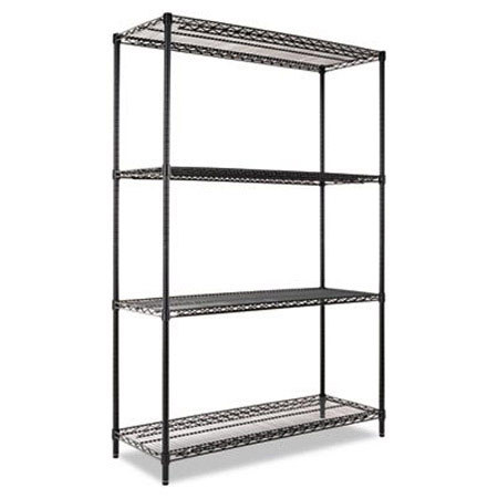 Alera SW504818BL Wire Shelving 4-Shelf Starter Kit - 48W x 72H x 18D, Black