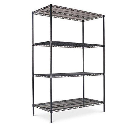 Alera Wire Shelving 4-Shelf Starter Kit - 48W x 72H x 24D, Black