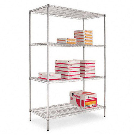 Alera Wire Shelving 4-Shelf Starter Kit - 48W x 72H x 24D, Silver