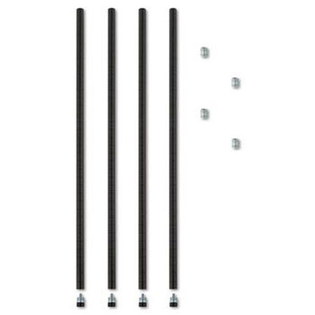 Alera 36" High Stackable Posts for Wire Shelving, 4 Pack, Black
