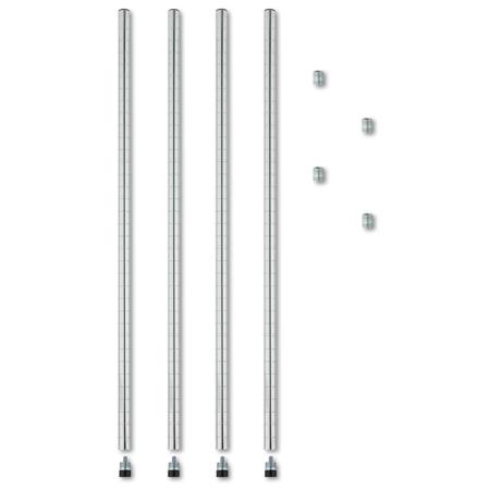 Alera 36" High Stackable Posts for Wire Shelving, 4 Pack, Silver