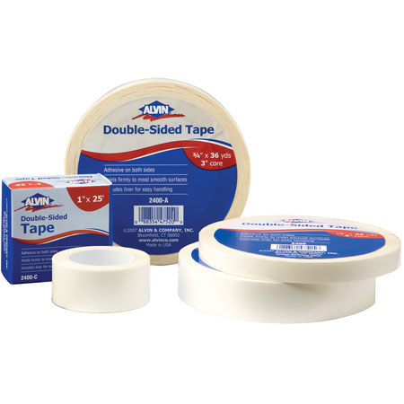 Alvin Double-Sided Tapes, 25 ft' 1.5" core 1".