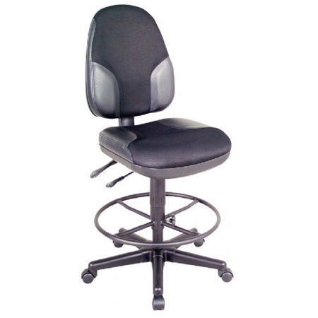 Alvin Monarch High Back Drafting Height Chair, CK49 Kit, Black/Leather Highlight