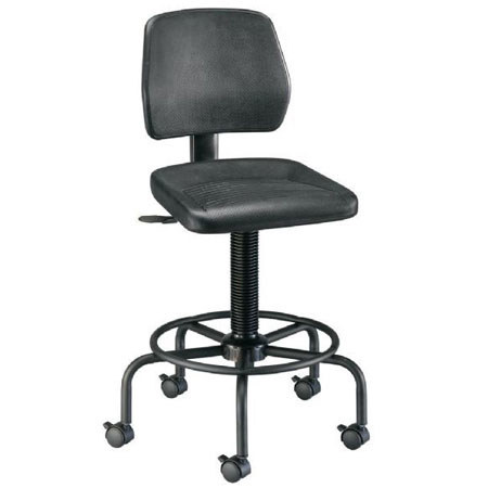 Alvin Utility Stool with Backrest, Black
