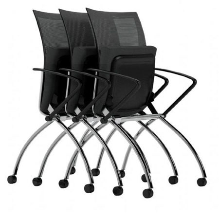 Mayline Valore High-Back Nesting Chair, Black