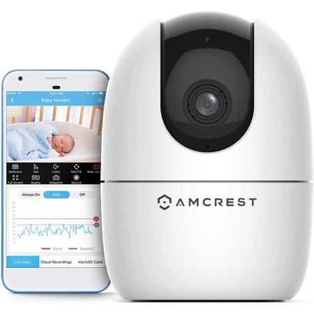 Amcrest ASH21 Full HD AI Human Detection Smart Home Wi-Fi Security Camera, White