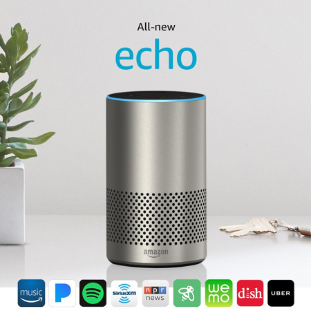 Amazon Echo (2nd Generation), Silver Finish