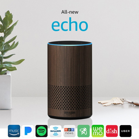 Amazon Echo (2nd Generation), Dark Walnut Finish