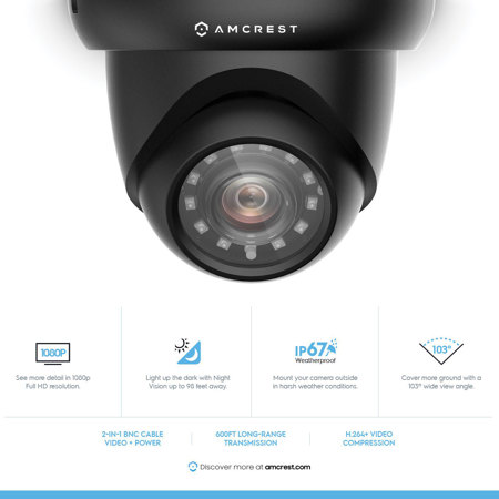 Amcrest ProHD 2MP Dome Outdoor Quadbrid Security Camera, 2.8mm Lens, Black