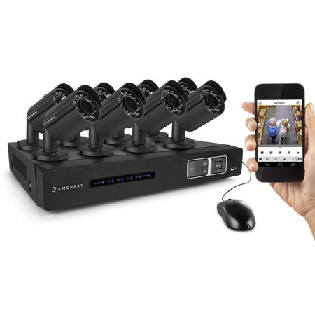 Amcrest 2TB 8-Ch 720p HD Tribrid HDVCI DVR System with 8x Black Bullet Cameras