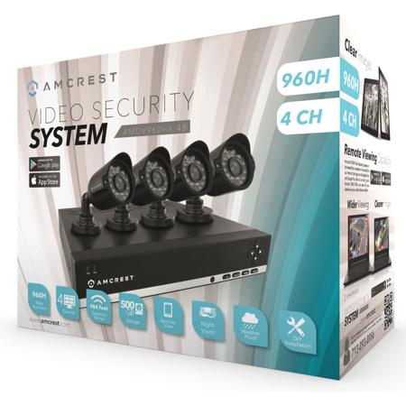 Amcrest 500GB 4-Channel 960H DVR Security System with 4x 800+ TVL Bullet Cameras