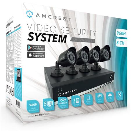 Amcrest 1TB 8-Channel 960H DVR Security System with 4x 800+ TVL Bullet Cameras