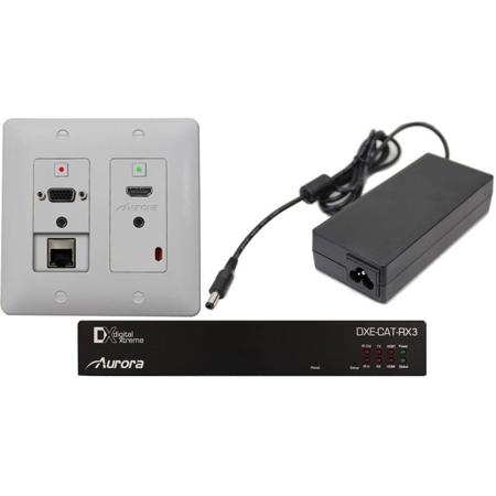 Aurora Multimedia DXW-2E-S3 One Room-One Cable Kit, Includes DXW-2E Wall Plate, DXE-CAT-RX3 Receiver Unit, White