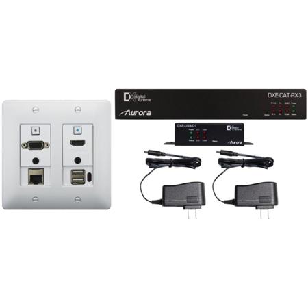 Aurora Multimedia Wall Plate Extender, Web Control, VGA, HDMI, LAN,USB 2.0,White