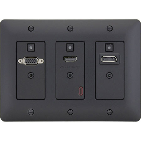 Aurora Multimedia DXW-3 3-Gang Decora 3 Input HDBaseT Wall Plate Transmitter with Display Port/HDMI/VGA/YPbPr, Black