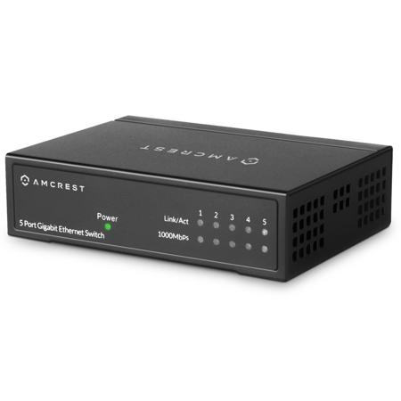 Amcrest AMGS5 5-Port Gigabit Ethernet Plug and Play Network Switch