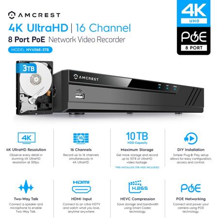Amcrest NV4116E-A2 Network Video Recorder