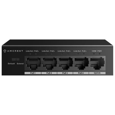 Amcrest 5-Port PoE+ Power over Ethernet PoE Switch with 4-Ports PoE+ 802.3at 58W