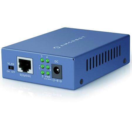 Amcrest 5-Port PoE+ Power over Ethernet PoE Switch with 4-Ports PoE+ 802.3at 65W