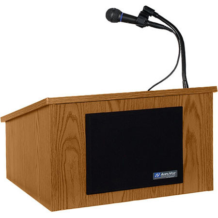 AmpliVox S250 Lectern System,Handheld Mic/Gooseneck,Oak