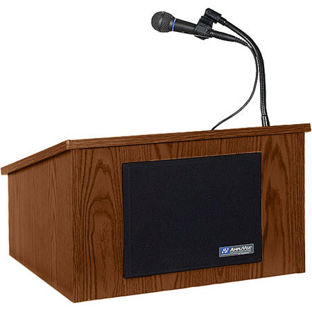 AmpliVox S250 Lectern System with Handheld Mic, Walnut