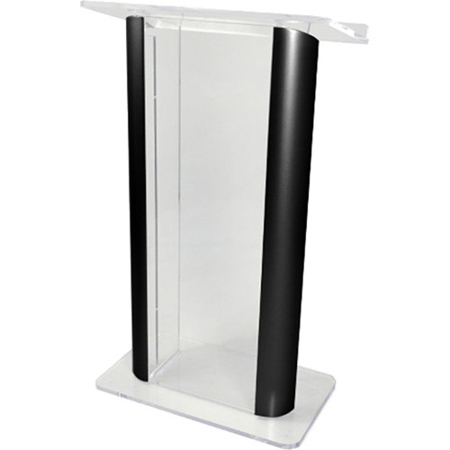 AmpliVox SN3080 27" Contemporary Alumacrylic Lectern, Clear with Black Panels