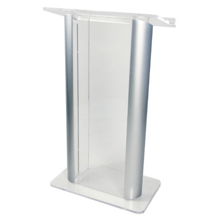 AmpliVox SN3080 27" Contemporary Alumacrylic Lectern, Frosted with Gold Panels