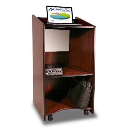 AmpliVox SN3265 Visionary Multimedia Lectern with Built-In LCD Screen, Mahogany