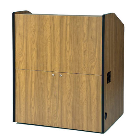 AmpliVox Multimedia Smart Podium without Sound System, Medium Oak