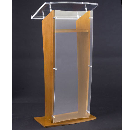 AmpliVox SN3500 Amber Mahogany Acrylic Presentation Lectern