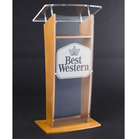 AmpliVox SN3505 Amber Mahogany Acrylic Presentation Lectern