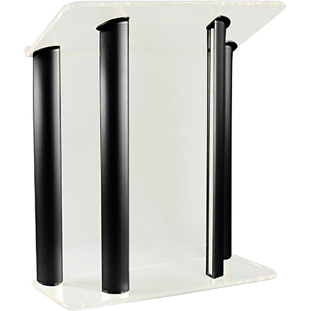 AmpliVox SN3525 4-Post Contemporary Lectern, Frosted with Black Panels
